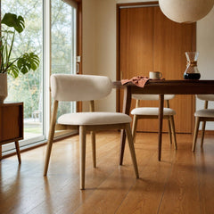 Milo Dining Chair in Savile Flax styled in Portland 1960s Garden Home ranch dining room - Whats New Furniture