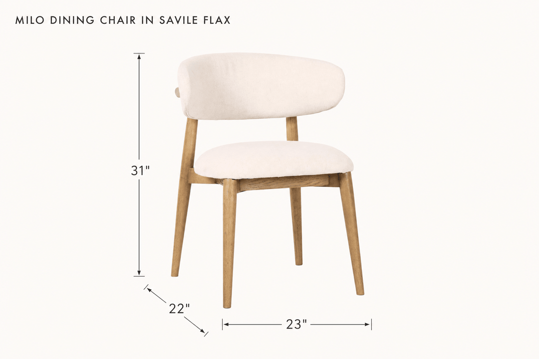 Milo Dining Chair in Savile Flax dimensions - What&