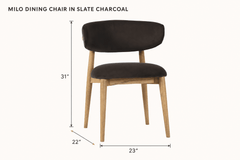 Milo Dining Chair in Slate Charcoal dimensions - What&