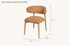 Milo Dining Chair in Tan Suede dimensions - What&