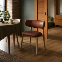 Milo Dining Chair in Tobacco styled in Portland converted warehouse flat with warm exposed brick and fir timber beams (no steel, no concrete) dining room - Whats New Furniture