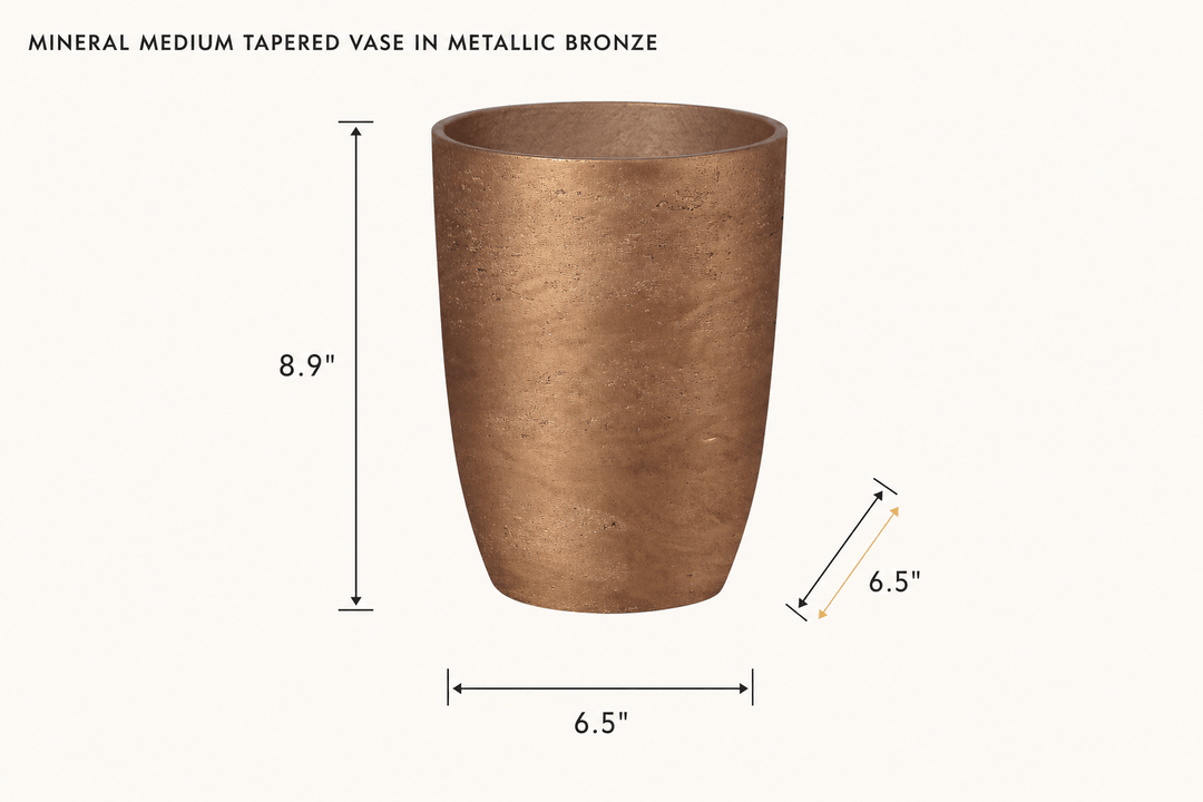 Mineral Medium Tapered Vase in Metallic Bronze dimensions - What&