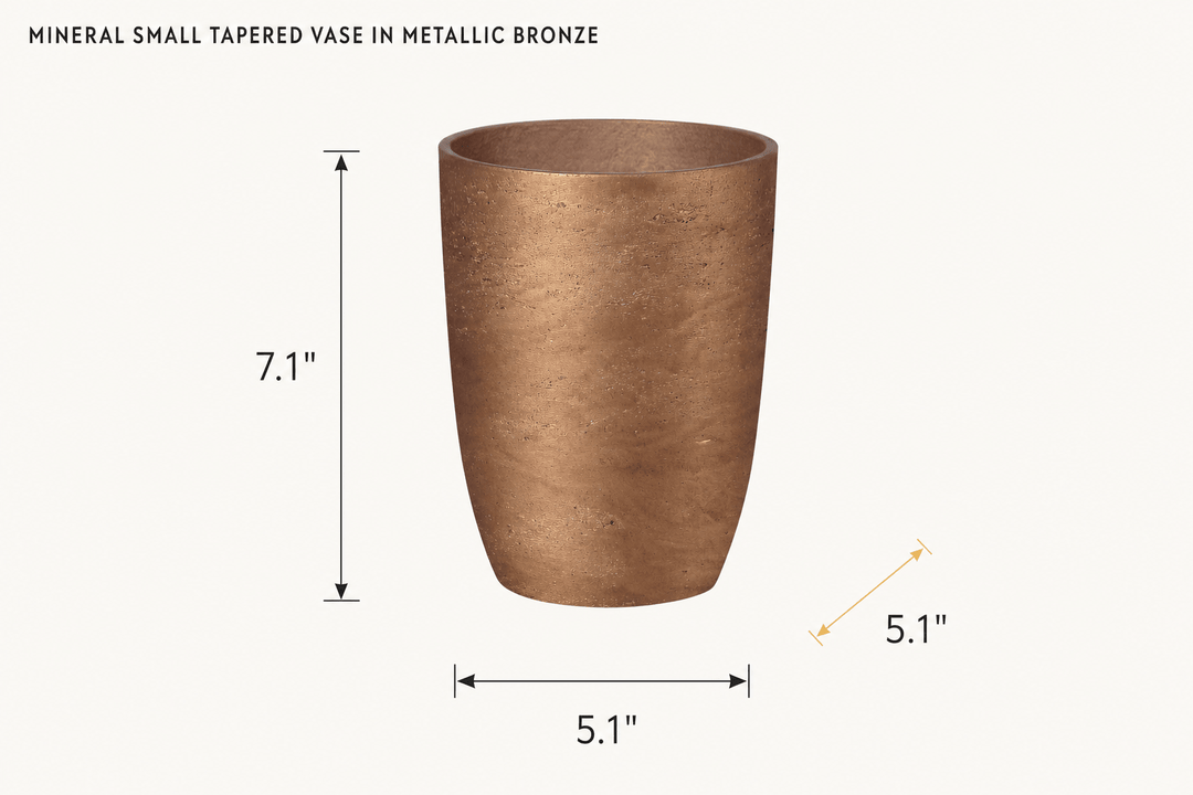 Mineral Small Tapered Vase in Metallic Bronze dimensions - What&