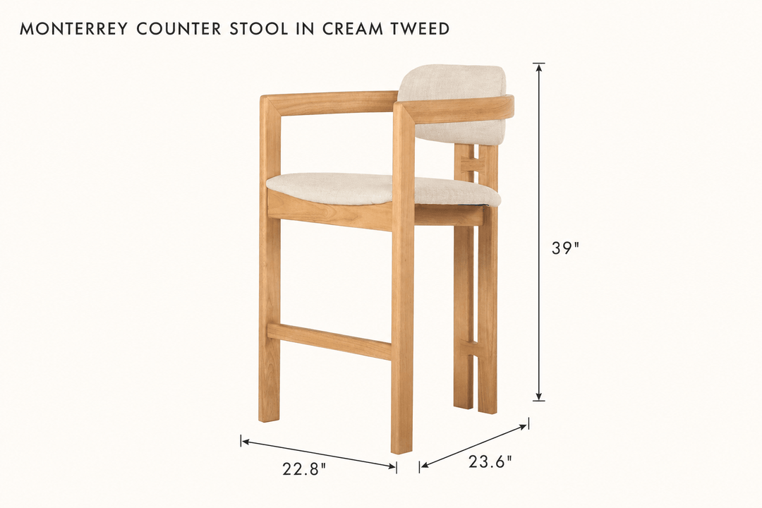Monterrey Counter Stool in Cream Tweed dimensions - What&