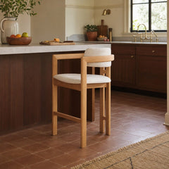 Monterrey Counter Stool in Cream Tweed styled in Portland Laurelhurst Tudor cottage kitchen - Whats New Furniture