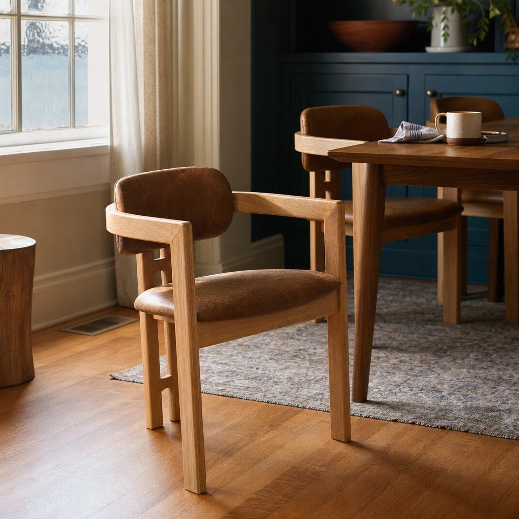 Monterrey Dining Chair in Cognac styled in Portland AlbertArts foursquare dining room - Whats New Furniture