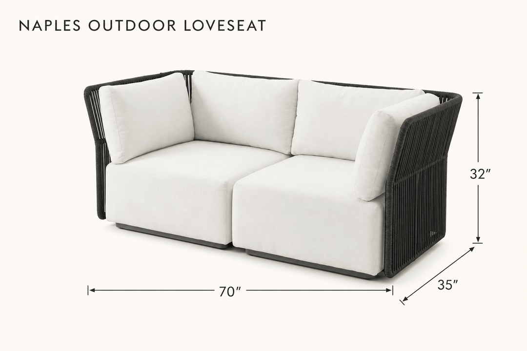 Naples Outdoor Loveseat dimensions - What&