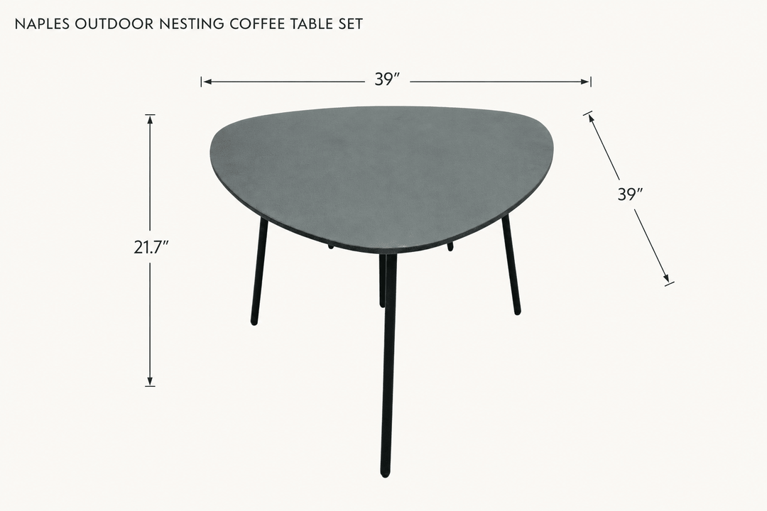 Naples Outdoor Nesting Coffee Table Set dimensions - What&