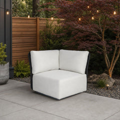 Naples Outdoor Sectional Corner on a backyard patio conversation corner with a gravel border - What&