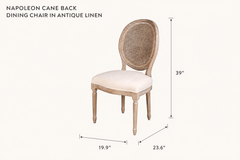 Napoleon Cane Back Dining Chair in Antique Linen dimensions - What&