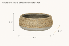 Nature Low Round Grass and Concrete Pot dimensions - What&