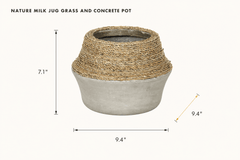 Nature Milk Jug Grass and Concrete Pot dimensions - What&