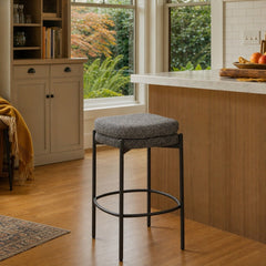 Nina Counter Stool in Chunky Grey styled in Portland Irvington foursquare with original built-ins kitchen - Whats New Furniture