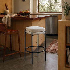 Nina Counter Stool in Oatmeal styled in Portland Mt. Tabor mid-century daylight ranch kitchen - Whats New Furniture