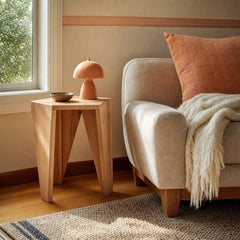 Nordic Side Table styled in Portland 1960s Garden Home ranch living room - Whats New Furniture