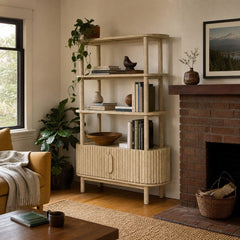 Oasis Bookcase styled in Portland St. Johns bungalow living room - Whats New Furniture