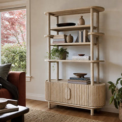 Oasis Bookcase styled in Portland AlbertArts foursquare living room - Whats New Furniture
