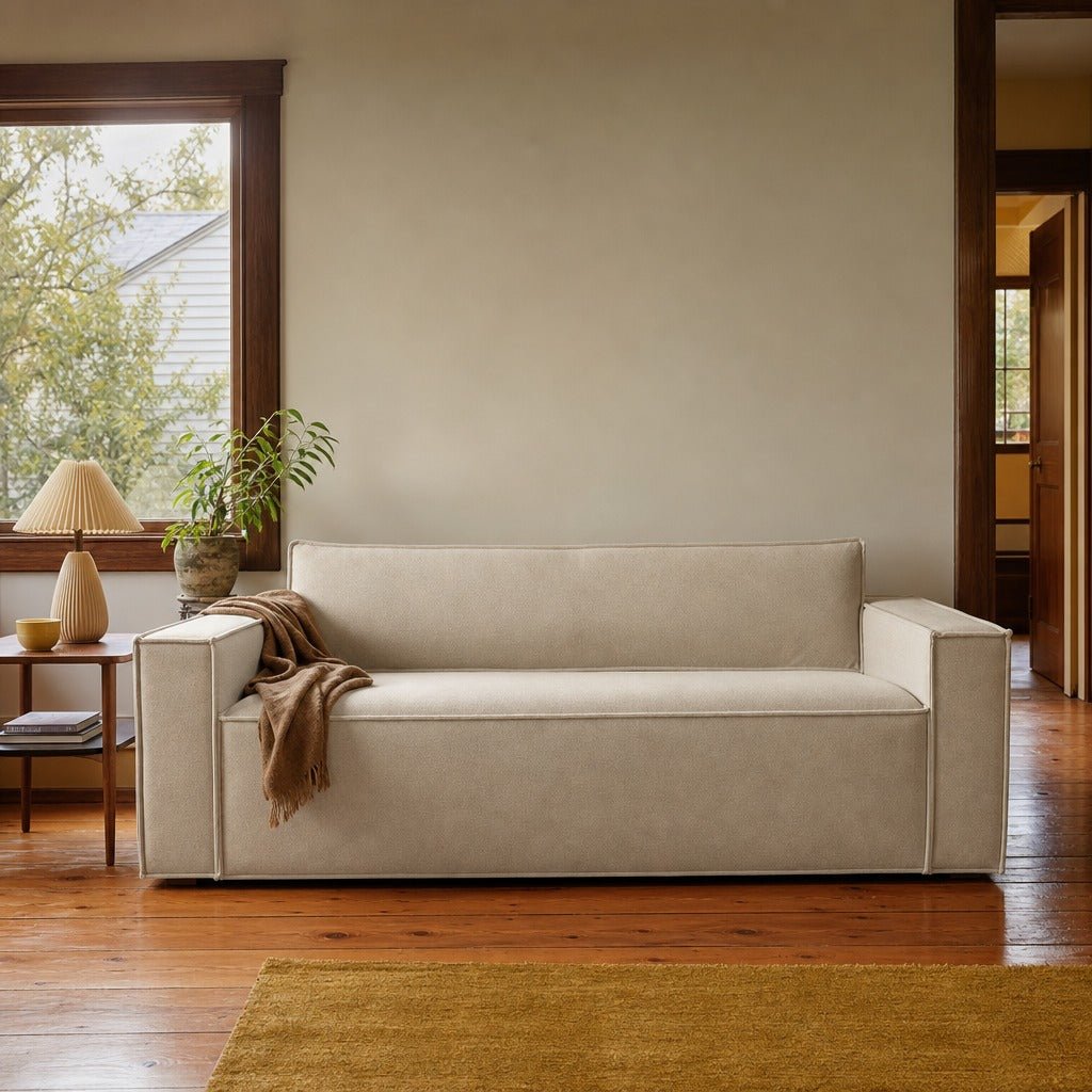 Olga Sofa styled in Portland St. Johns bungalow living room - Whats New Furniture