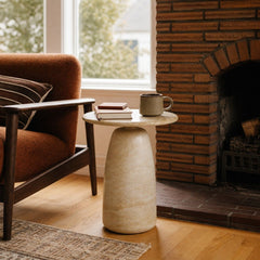 Olympia Low Side Table in Tall styled in Portland Montavillcottage living room - Whats New Furniture