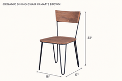 Organic Dining Chair in Matte Brown dimensions - What&