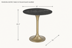 Pandora Bistro Table in Italian Black Marble dimensions - What&