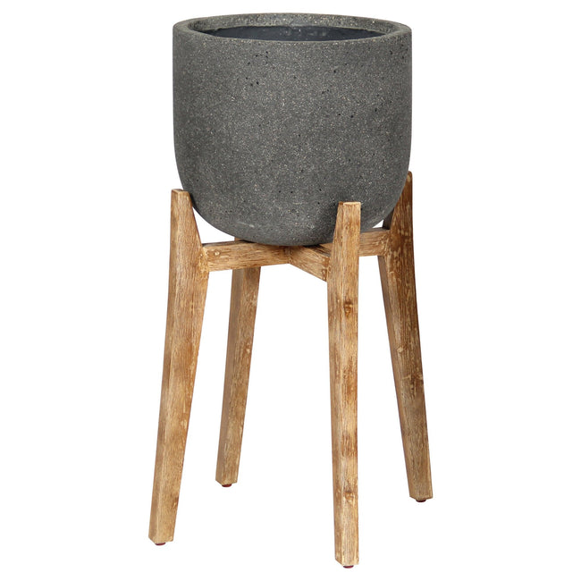 Patio Round Standing Planter Large in Grey Stone - home decor by LH Imports - Whats New Furniture Portland OR