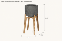 Patio Round Standing Planter Large in Grey Stone dimensions - What&