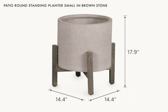 Patio Round Standing Planter Small in Brown Stone dimensions - What&