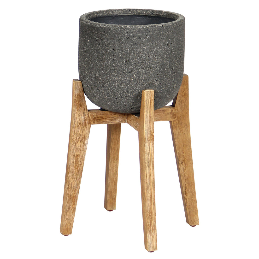 Patio Round Standing Planter Small in Grey Stone - home decor by LH Imports - Whats New Furniture Portland OR