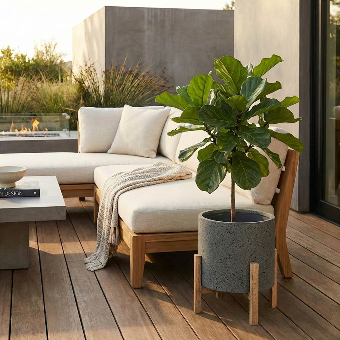 Patio Round Standing Pot - Grey Stone - Whats New Furniture Portland OR