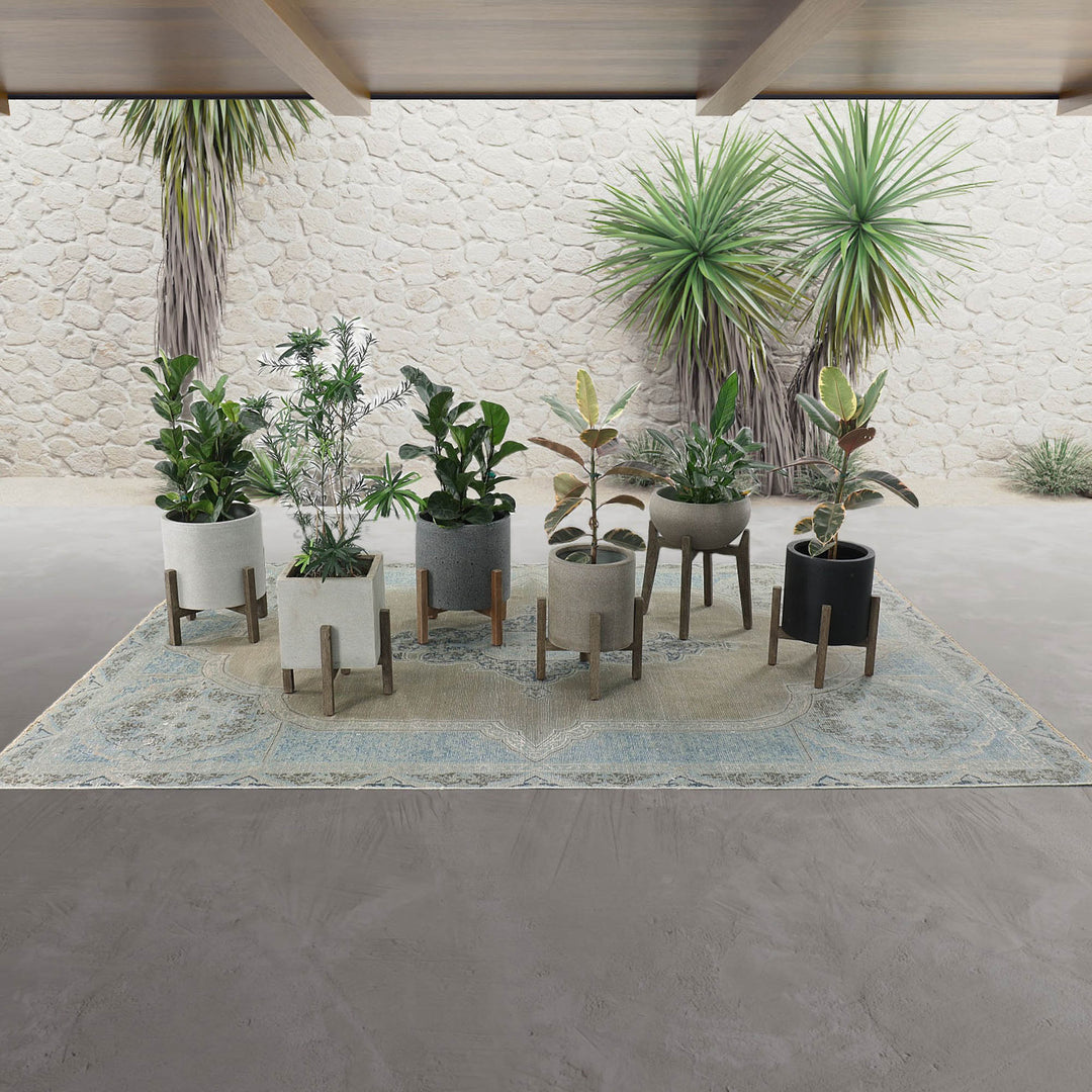 Patio Round Standing Pot - Grey Stone - Whats New Furniture Portland OR