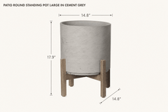 Patio Round Standing Pot Large in Cement Grey dimensions - What&