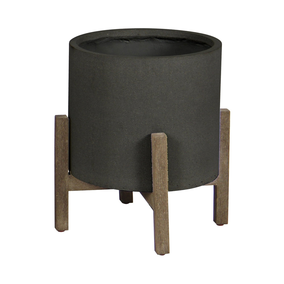 Patio Round Standing Pot Small - Black Stone - Whats New Furniture Portland OR