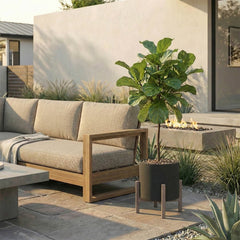 Patio Round Standing Pot Small - Black Stone - Whats New Furniture Portland OR