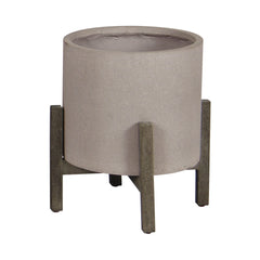 PATIO ROUND STANDING POT SMALL - BLACK STONE in Brown Stone - Whats New Furniture Portland