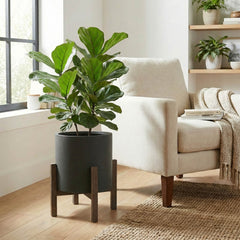 Patio Round Standing Pot Small - Black Stone - Whats New Furniture Portland OR