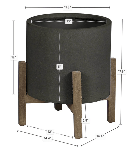 PATIO ROUND STANDING POT SMALL - BLACK STONE - What&