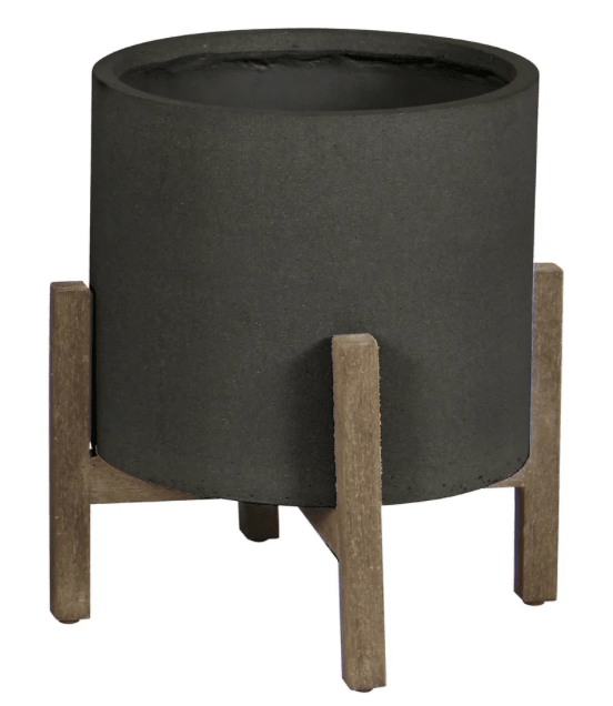 PATIO ROUND STANDING POT SMALL - BLACK STONE - What&