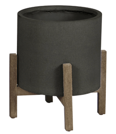 PATIO ROUND STANDING POT SMALL - BLACK STONE - What&
