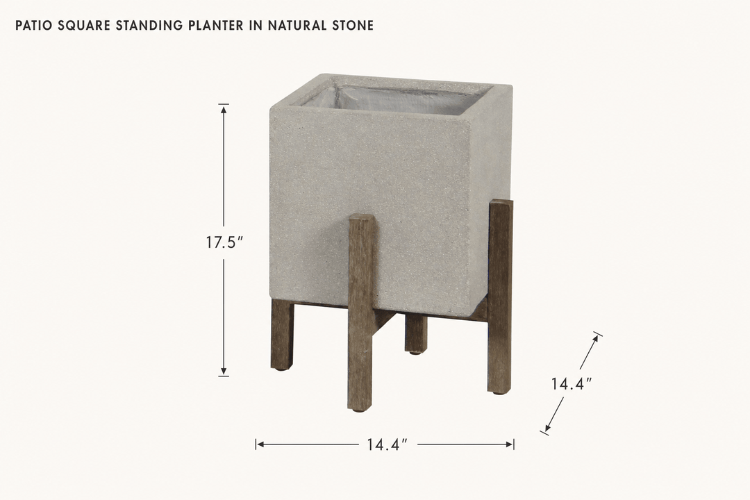 Patio Square Standing Planter in Natural Stone dimensions - What&