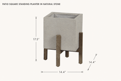 Patio Square Standing Planter in Natural Stone dimensions - What&