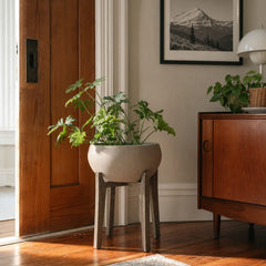Patio Standing Urn Large in Brown Stone styled in Portland NW 23rd Victoriwith bay window living room - Whats New Furniture
