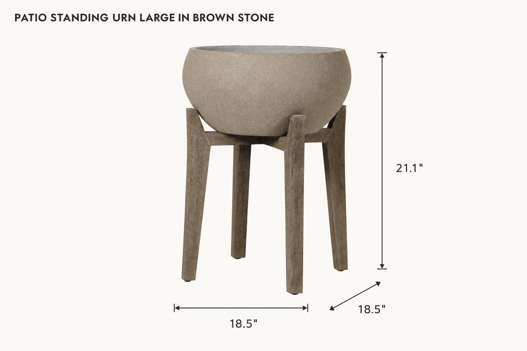 Patio Standing Urn Large in Brown Stone dimensions - What&