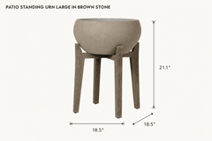 Patio Standing Urn Large in Brown Stone dimensions - What&