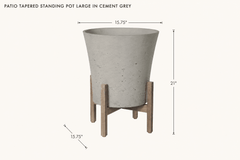 Patio Tapered Standing Pot Large in Cement Grey dimensions - What&