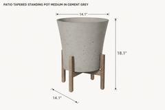 Patio Tapered Standing Pot Medium in Cement Grey dimensions - What&
