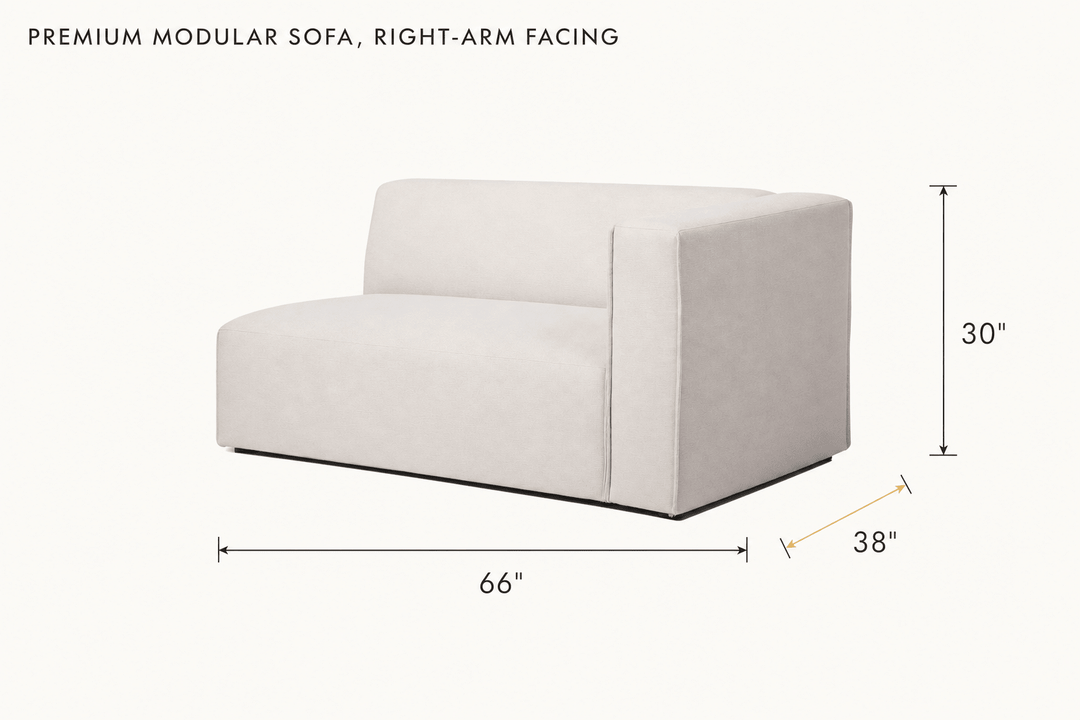 Premium Modular Sofa, Right-Arm Facing dimensions - What&