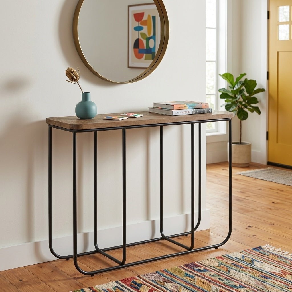 Preston Console Table styled in a bright Portland mid-century modern interior - Whats New Furniture