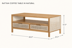 Rattan Coffee Table in Natural dimensions - What&
