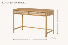Rattan Desk in Natural dimensions - What&